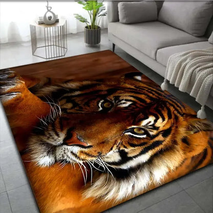 Extra Large Tiger Floor Mat Realistic 3D Tiger Print Mat with Mat for Living Room Bedroom Office Indoor Mat Modern Home Decor