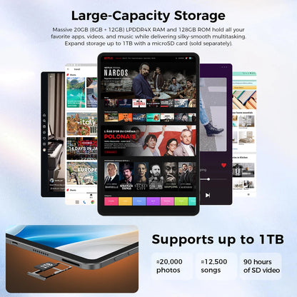 Teclast T65 13.4 Inches 2K 120Hz Screen Unisoc T7280 Octa Core Max 26G RAM 128GB ROM 8000mAh Battery Android 16 Tablets Dual SIM