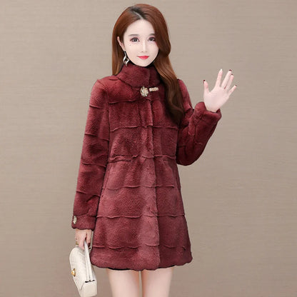2025 New Women Winter Thick Loose Warm Outwear Plush Hooded Jacket Female Women Mink Velvet Luxury Natural Real Mink Fur Coats