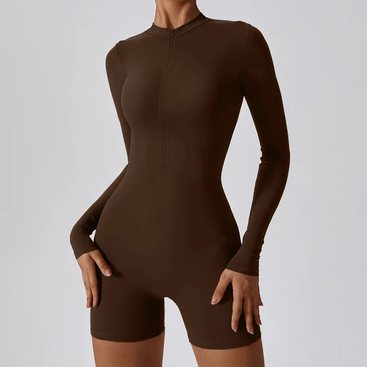 Autumn Sports Jumpsuits Women's Tracksuit Short One-Piece Fitness Suits Gym Clothing Female Sexy Long Sleeve Workout Overalls