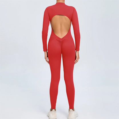 2026 Pad Zipper Long Sleeve Yoga Set Women One Piece Jumpsuit Gym Workout Shorts Fitness Bodysuit Sports Athletic Suit XP358