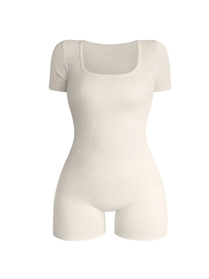 Women's Square Neck Short Sleeved Jumpsuit Sexy High Waist Bodycon One-piece Jumpsuit Fashionable Sexy Streetwear Ladies