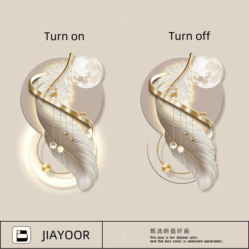 Entrance LED Mural Light Feather For Corridor Living Room Hallway Kitchen Modern Hanging Paintings Home Decoration Art Wall Lamp