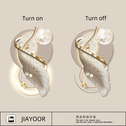 Entrance LED Mural Light Feather For Corridor Living Room Hallway Kitchen Modern Hanging Paintings Home Decoration Art Wall Lamp