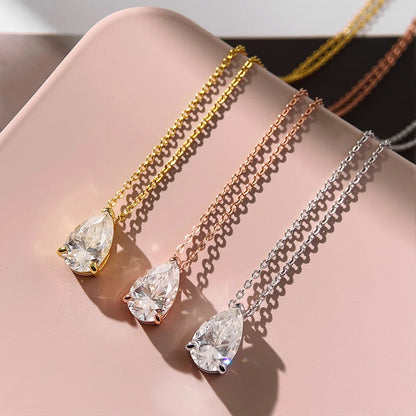 Serenity 3ct 5ct Pear Cut Moissanite Necklace for Women S925 Sterling Silver Chain Jewelry Sparkling Water Drop Pendant Necklace