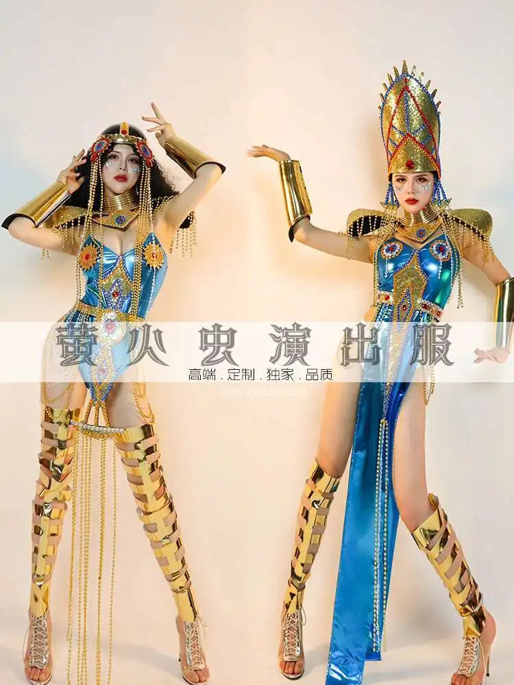 Firefly Bar Gogo Performance Costume for Women New Gold Egyptian Pharaoh Queen Exotic Style Elegant Stage Outfit