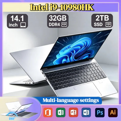 Intel Core i9 10980HK 14.1 Inch Pro Laptop 8C 16T 2.4GHz Base 5.3GHz Boost 16MB 45W 32GB RAM 2TB M.2 SSD Gaming Office
