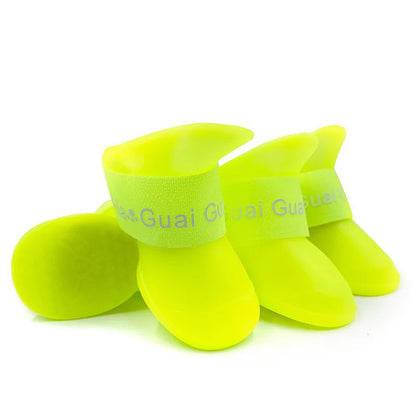 4Pcs Pet Silicone Rain Shoes Anti-Dirty Non-Slip Waterproof Dog Shoes Soft Bottom Footwear Small Dogs Cats Teddy Shoes