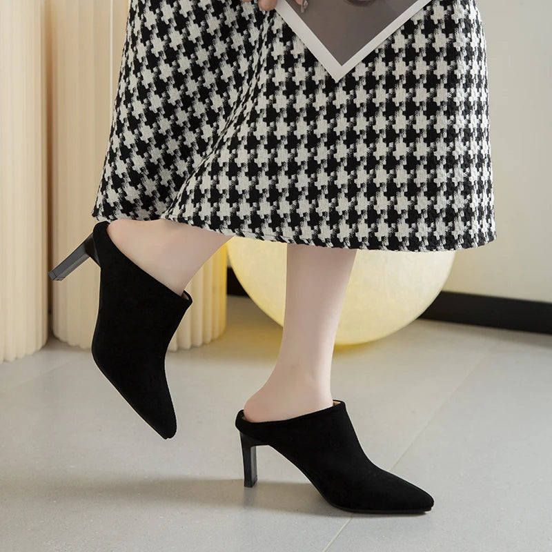 2022 Spring Summer Women Designer Shoes Pointed Toe Mules Slippers Ladies Luxury Brand High Heel Sandals