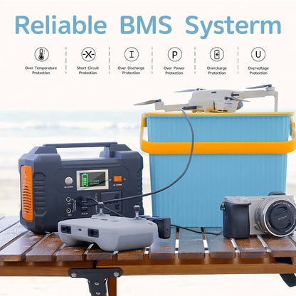 For E200 Portable Power Station Battery Supply Solar Charge Solar Generator AC DC Outdoor Camera Drone Power 200W 151WH