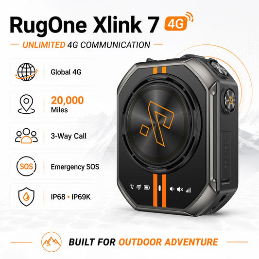 RugOne Xlink 7 4G Walkie Talkie Pocket-Sized AI Noise Cancellation GPS SOS IP68 /IP69K Outdoor  SIM card 1020mAh