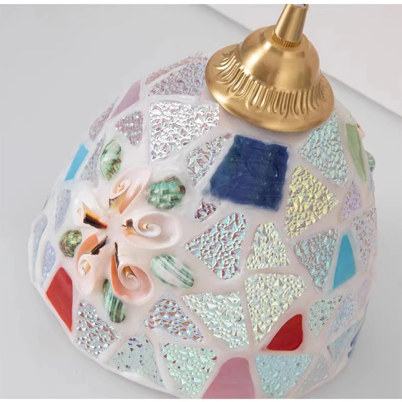 Glass Ceiling Chandelier Creative Sea Shell Lampshade Bedroom Bedside Hanging Lamp Interior Decoration Lighting Pendant Lights