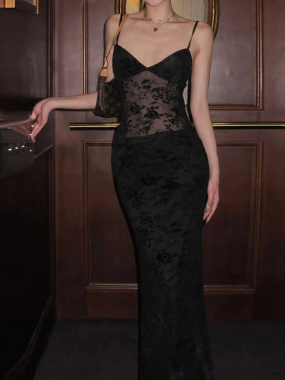 Weird Puss See Through Dress Women Backless Hollow Flower Print Patchwork Solid Sleeveless Sexy Midnight Clubwear Party Vestidos