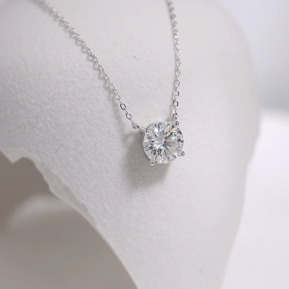 JoyceJelly 1/2/3/5 Carat Moissanite Necklace for Women 925 Sterling Silver Wedding Bridal Fine Jewelry for Women