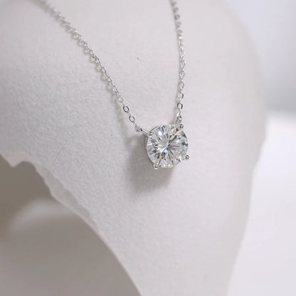 JoyceJelly 1/2/3/5 Carat Moissanite Necklace for Women 925 Sterling Silver Wedding Bridal Fine Jewelry for Women