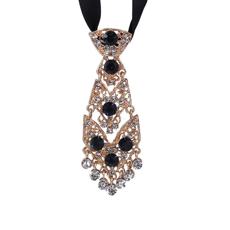 Diamond Tie Man Nacklace Personality Crystal Neckties Wedding Gentleman Metal Diamond Tie Clip Luxury Men Collar Accessories