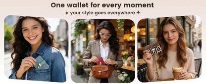 Pomelo Best Small Leather Wallet for Women Purse RFID Blocking Bifold Soft Card Holder with ID Window Zipper Coin Pocket Wallets