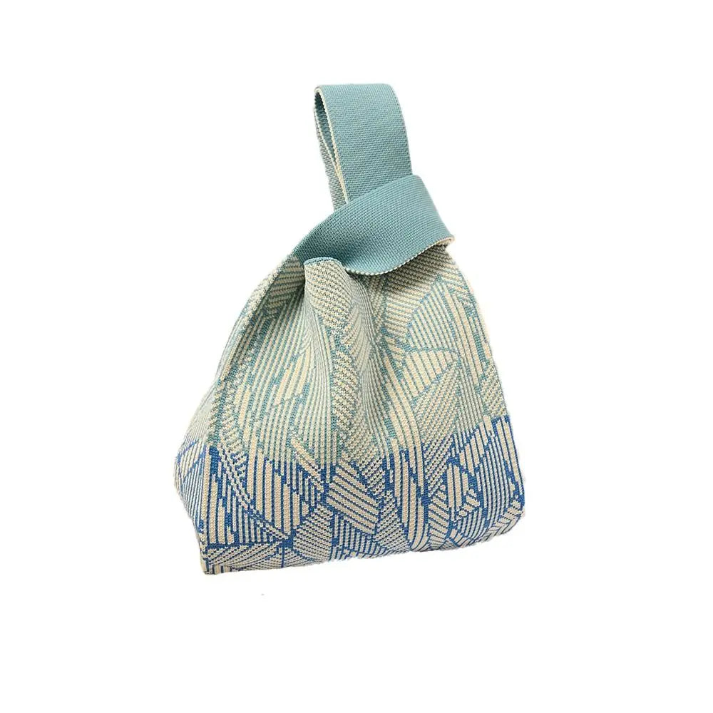 Handmade Knit Handbag Niche Design Knot Wrist Bag Reusable Mini Tote Bag Women Girls  Shoulder Bag New Fashion Shopping Bags