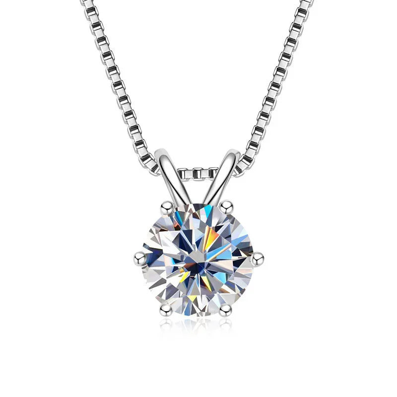 TY 1ct Moissanite Pendant Necklaces S925 Sterling Silver Solitaire Necklace Chains For Women Fine Jewellry Gifts