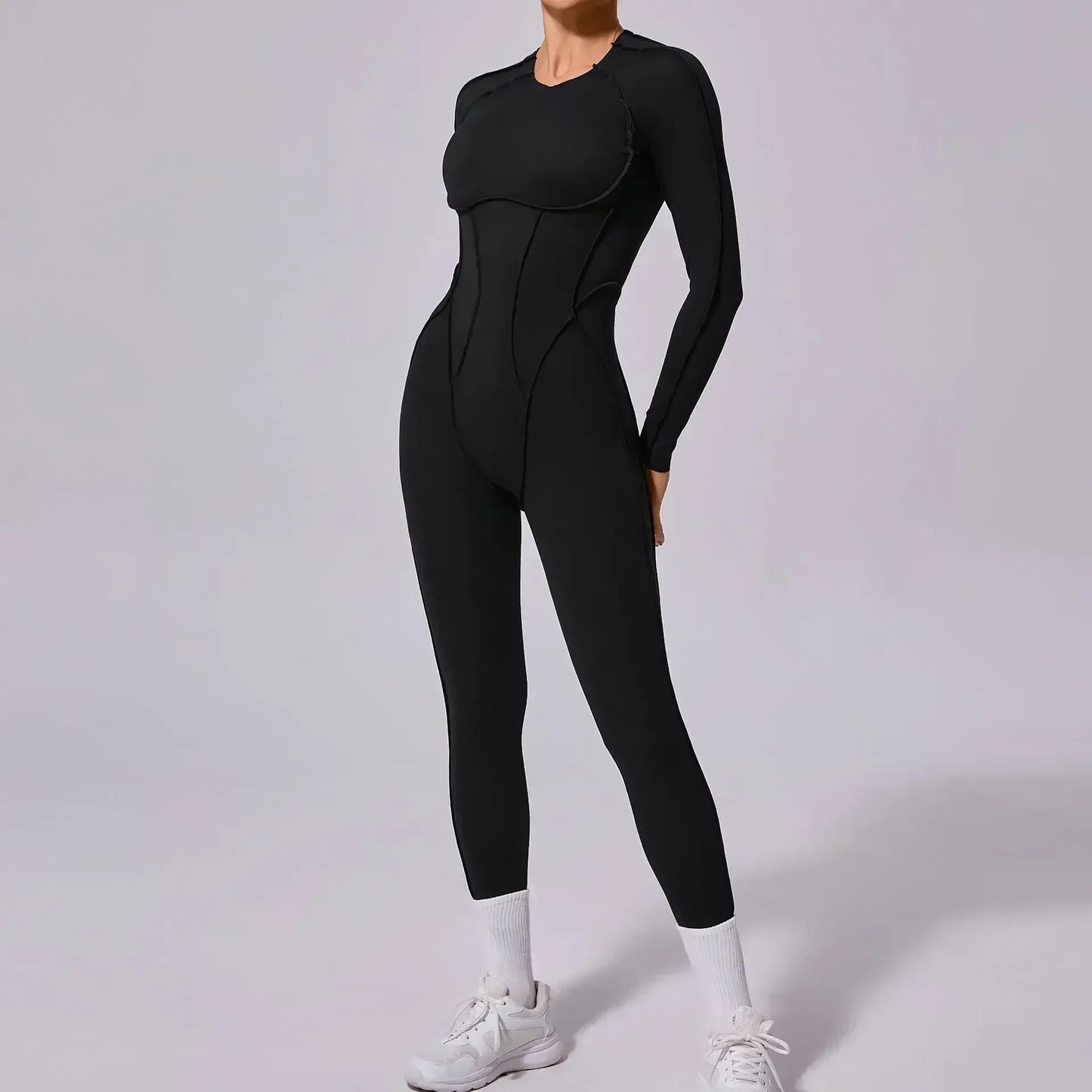 Yoga Sports Fitness Jumpsuits Sets Pants Women's Hip-lifting One-piece Open Back Long-sleeved Outdoors Workout Gym Yoga Bodysuit