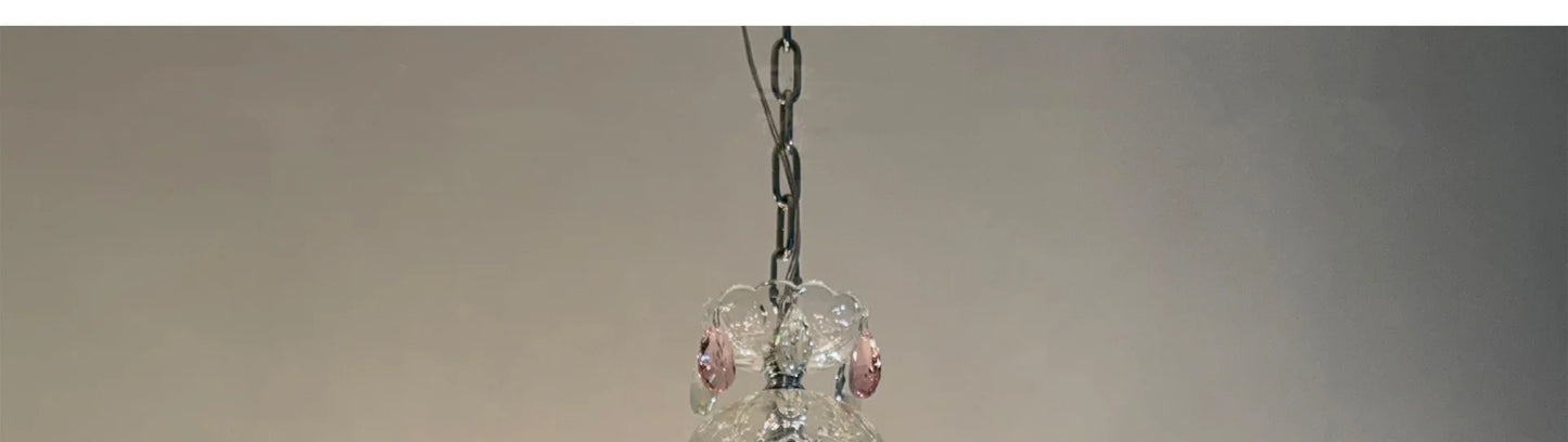 French Romantic Crysatl Candle Chandelier Luxury Glass Pink E14 Pendant Lights Living Room Art Decor Led Lamparas Bedroom Lamp