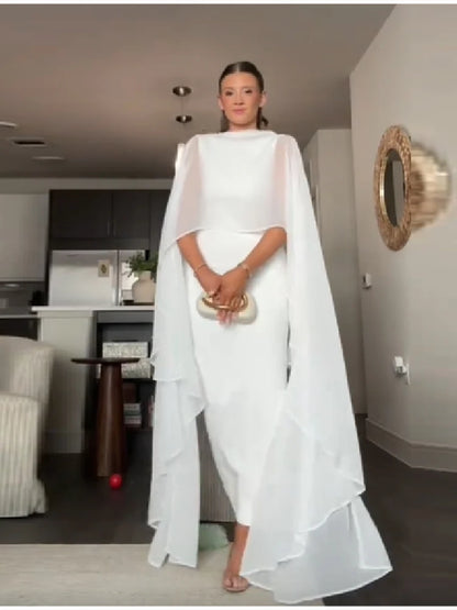 Elegant Shawl Women's Maxi Dress O-neck Sleeveless White Slim Vestido 2026 NEW Summer Classic Evening Party Prom Lady Long Skirt