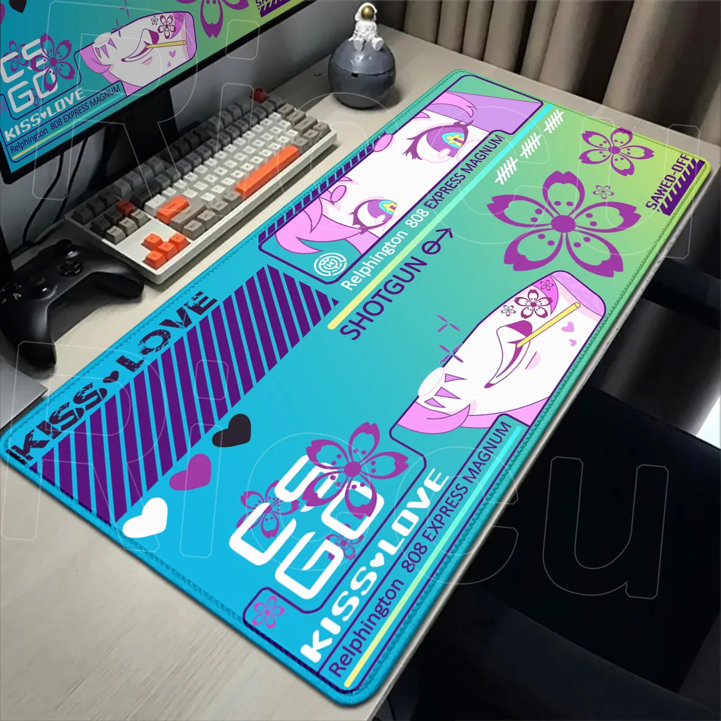 Cartoon Mouse Pad Pink CSGO Print Stream Gamer Mousepad 400x900mm Antislip Keyboard Mouse Mats Rubber Deskmat Gaming Accessories