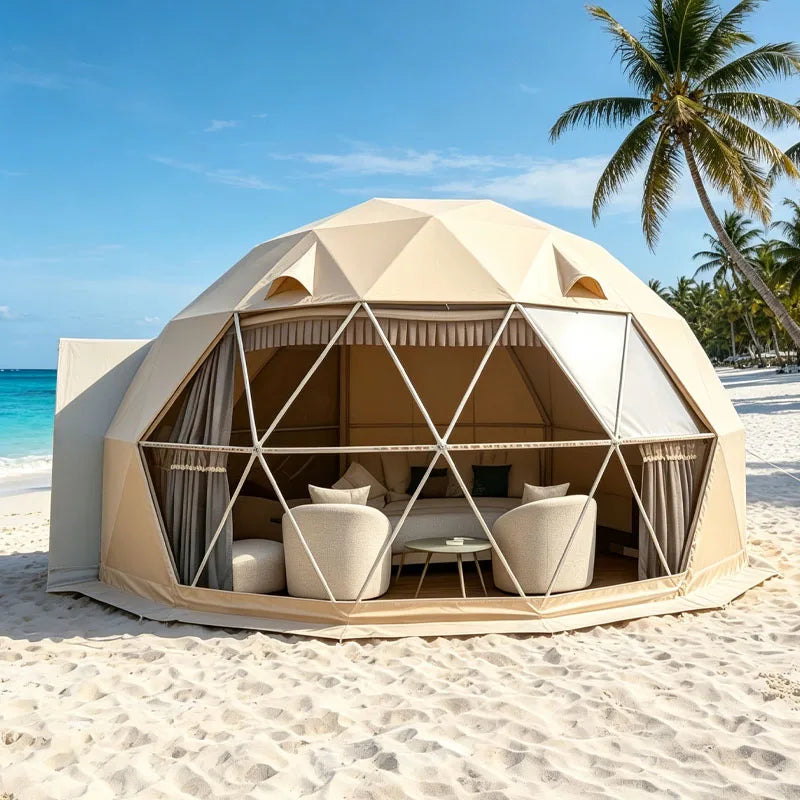 Luxury Glamping Dome House Geodesic Tent with Thermal Insulated Cover for Outdoor Camping Customizable