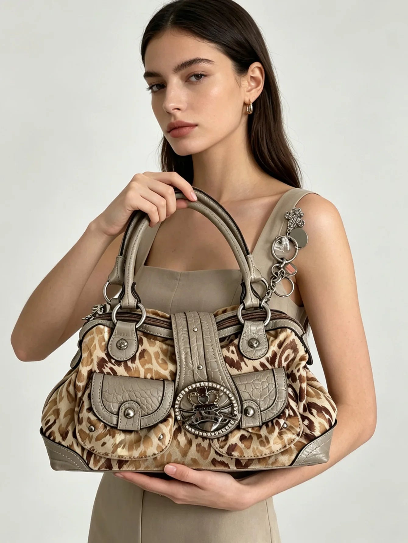 Fashionable Retro Large Capacity Crossbody Bags for Woman Shoulder Bag Leopard Print Purse and Handbag Designer Bag Bolsos Mujer