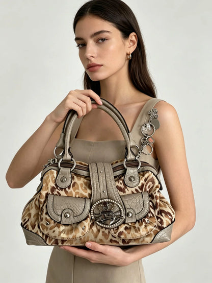 Fashionable Retro Large Capacity Crossbody Bags for Woman Shoulder Bag Leopard Print Purse and Handbag Designer Bag Bolsos Mujer