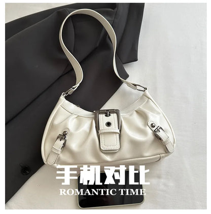 Fashion Pleated Lock Design Women's PU Shoulder Bags Simple Solid Color Ladies Underarm Bag Portable Cool Girls Phone Handbag