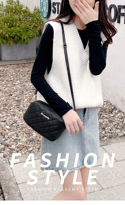 2025 New Small Messenger Bag For Women Trend Lingge Embroidery Camera Female Shoulder Bag Fashion Chain Ladies Crossbody Bags