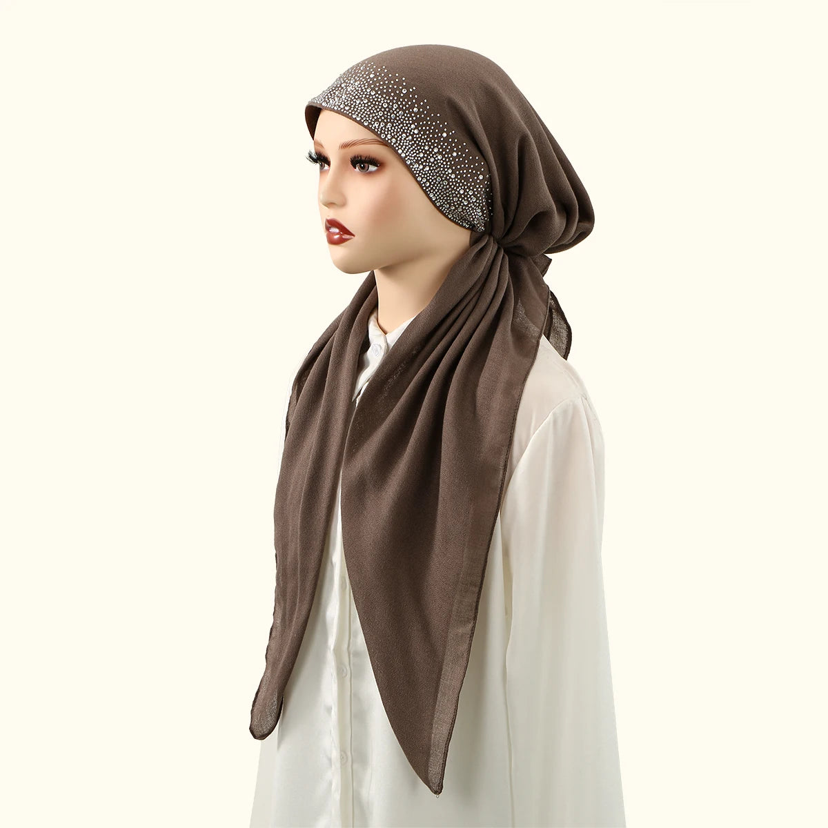 Muslim Solid Color Hijab Caps for Women Innovative Design Long Cotton Linen Soft Elasticity Head Scarf Female Handkerchief