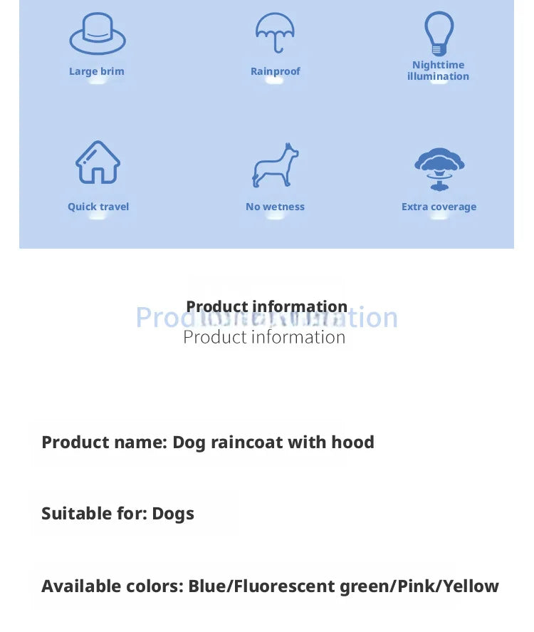 Reflective Dog Raincoat with Clear Hood, Waterproof 4-Legged Pet Rain Jacket for Small Medium Dogs