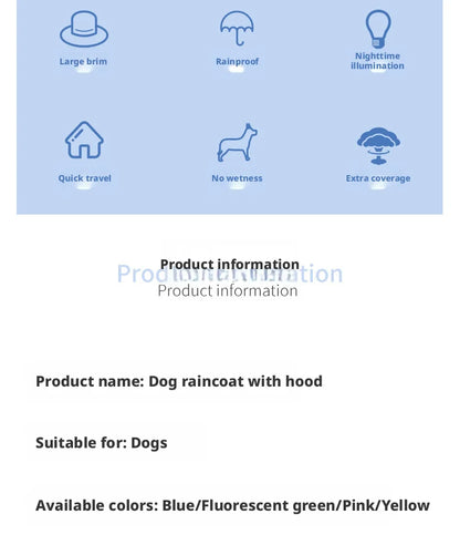 Reflective Dog Raincoat with Clear Hood, Waterproof 4-Legged Pet Rain Jacket for Small Medium Dogs