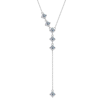 Celestinova D Color VVS1 GRA Certified Necklaces Multi Stone Y Shape Lariat Tassel Sparkling Moissanite Necklace Luxury Jewelry
