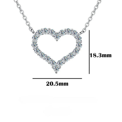 FEOBUR 2ct Moissanite Heart Pendant Necklace for Women 925 Sterling Silver Lab Diamond Neck Chain Girls Birthday Gift Jewelry