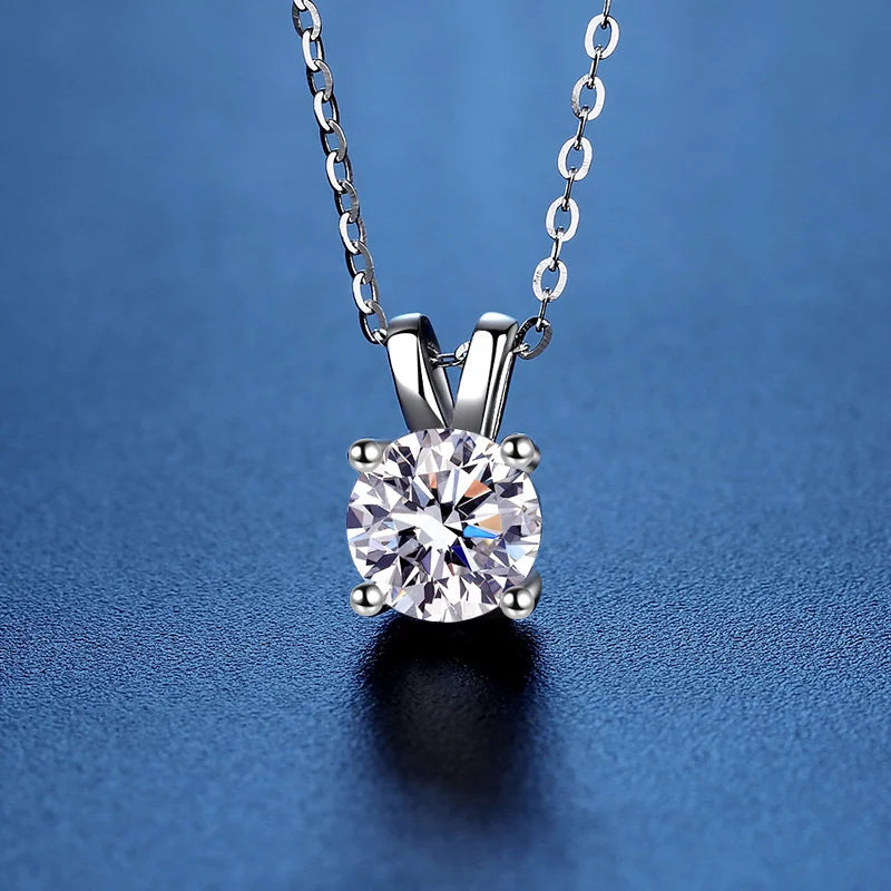 JoyceJelly 1ct 2ct Moissanite Pendant Necklace For Women Top Quality 925 Sterling Silver Wedding Party Bridal Fine Jewelry Gift