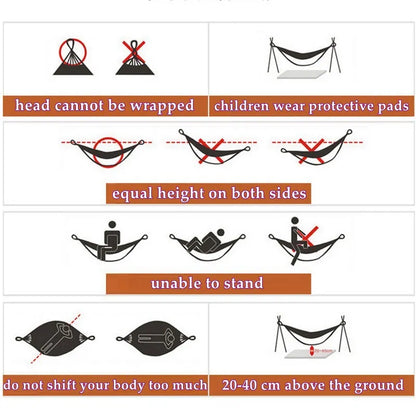 Outdoor Canvas Hammock Portable Single Double Thickened Anti-Rollover Striped Hammock Travel Camping Hanging Swing With Bag