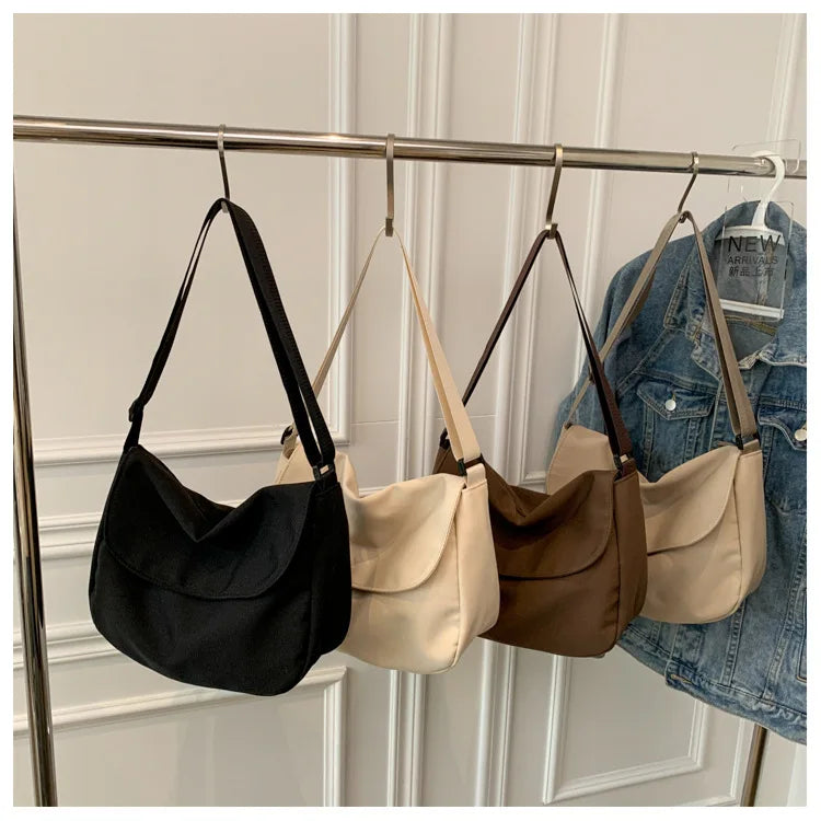Solid Color Women Crossbody Bag Simple Ladies Shoulder Bag Waterproof Nylon Women'S Handbags Fashion Messenger Bag Women сумка
