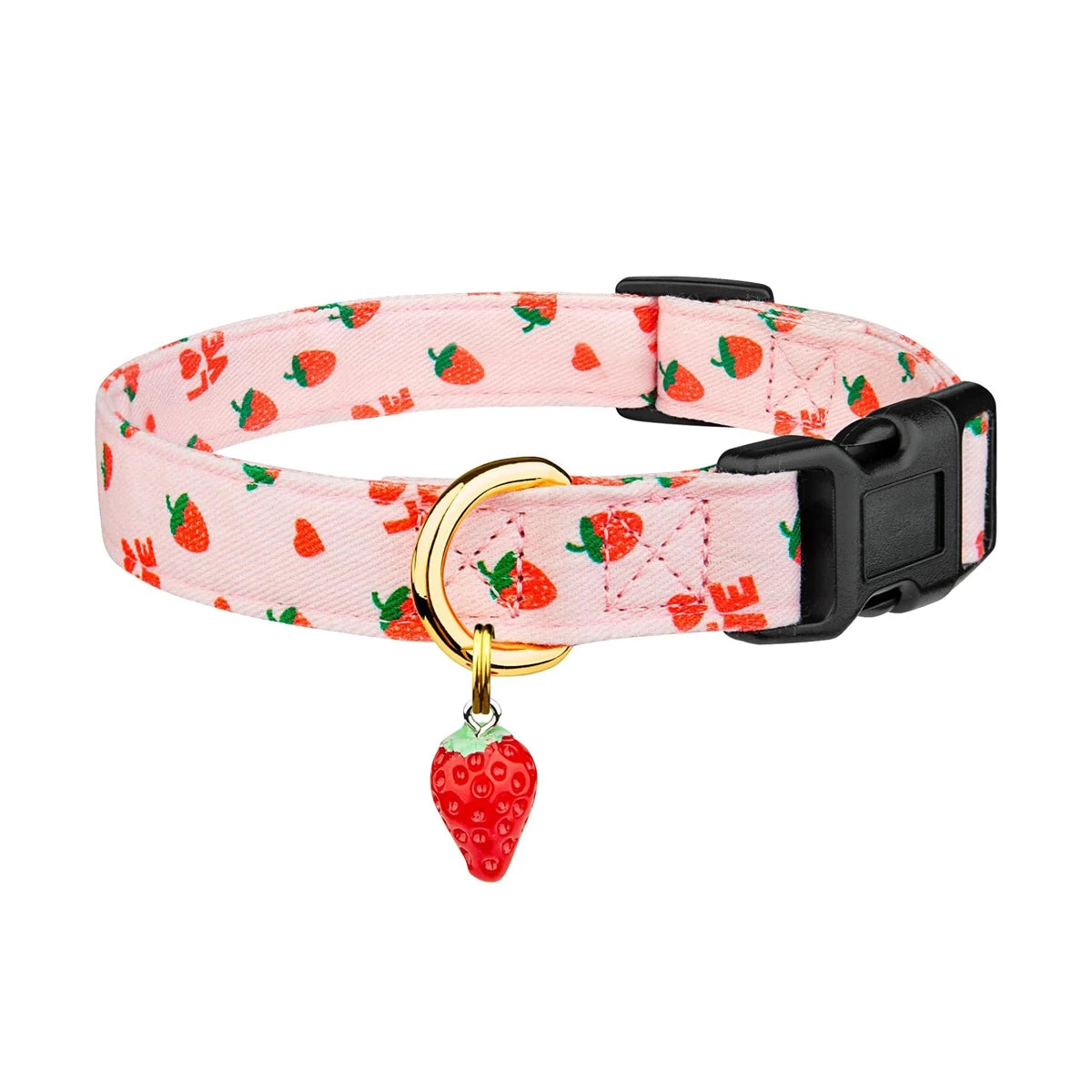 Solid Cotton Dog Collar Cute Heart And Strawberry Pendant Design Small Medium Large Dogs Collar Handmade Pendant Pet Cat Puppies