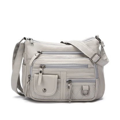 Women's Crossbody Bag, Synthetic Leather Shoulder Bag with Adjustable Shoulder Straps, Lightweight Multi Pocket Bag with Zipper
