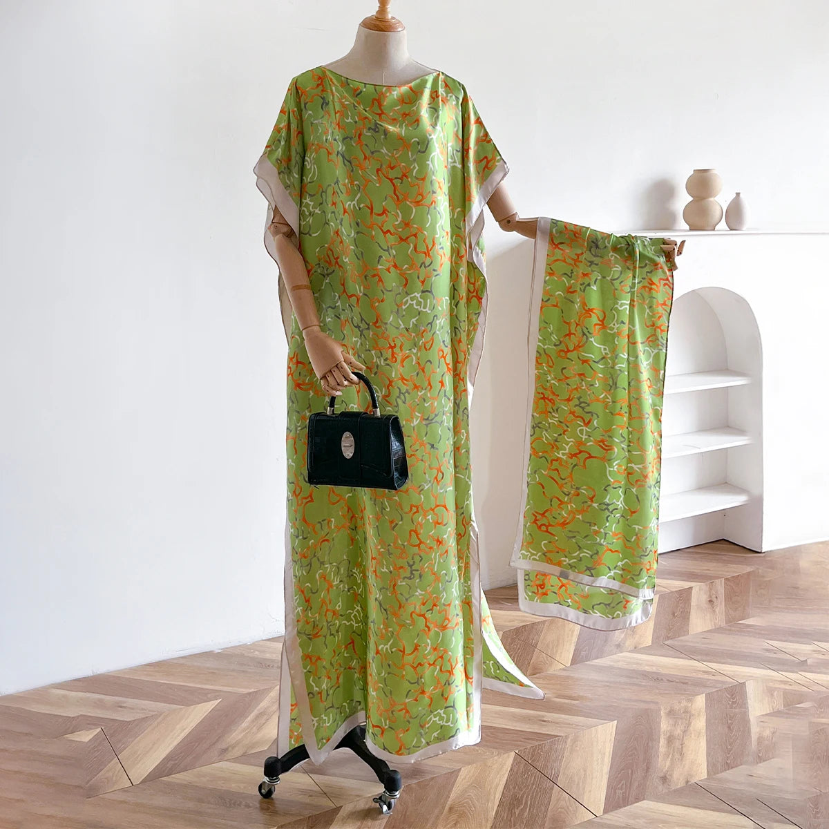 Summer Fashion Oversize African Dress Women's Satin Silk Sunscreen Muslim Robe Dubai Dashiki Abaya Beachwear Lady Clothing