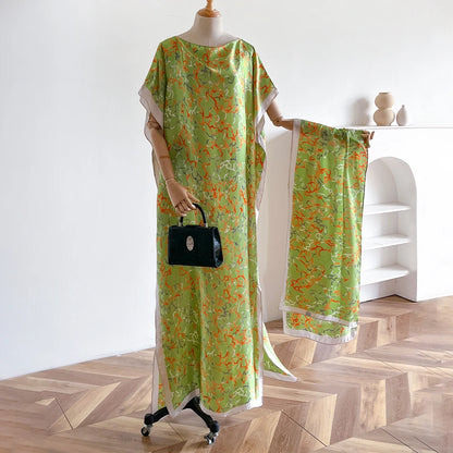 Summer Fashion Oversize African Dress Women's Satin Silk Sunscreen Muslim Robe Dubai Dashiki Abaya Beachwear Lady Clothing