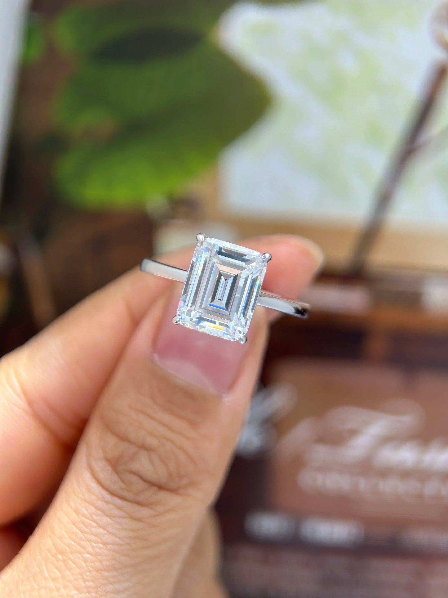 GXTRS 4CT Emerald Cut Moissanite Rings Women S925 Silver Lab Diamond Engagement Wedding Band 18K Plated Fine Jewelry Certified