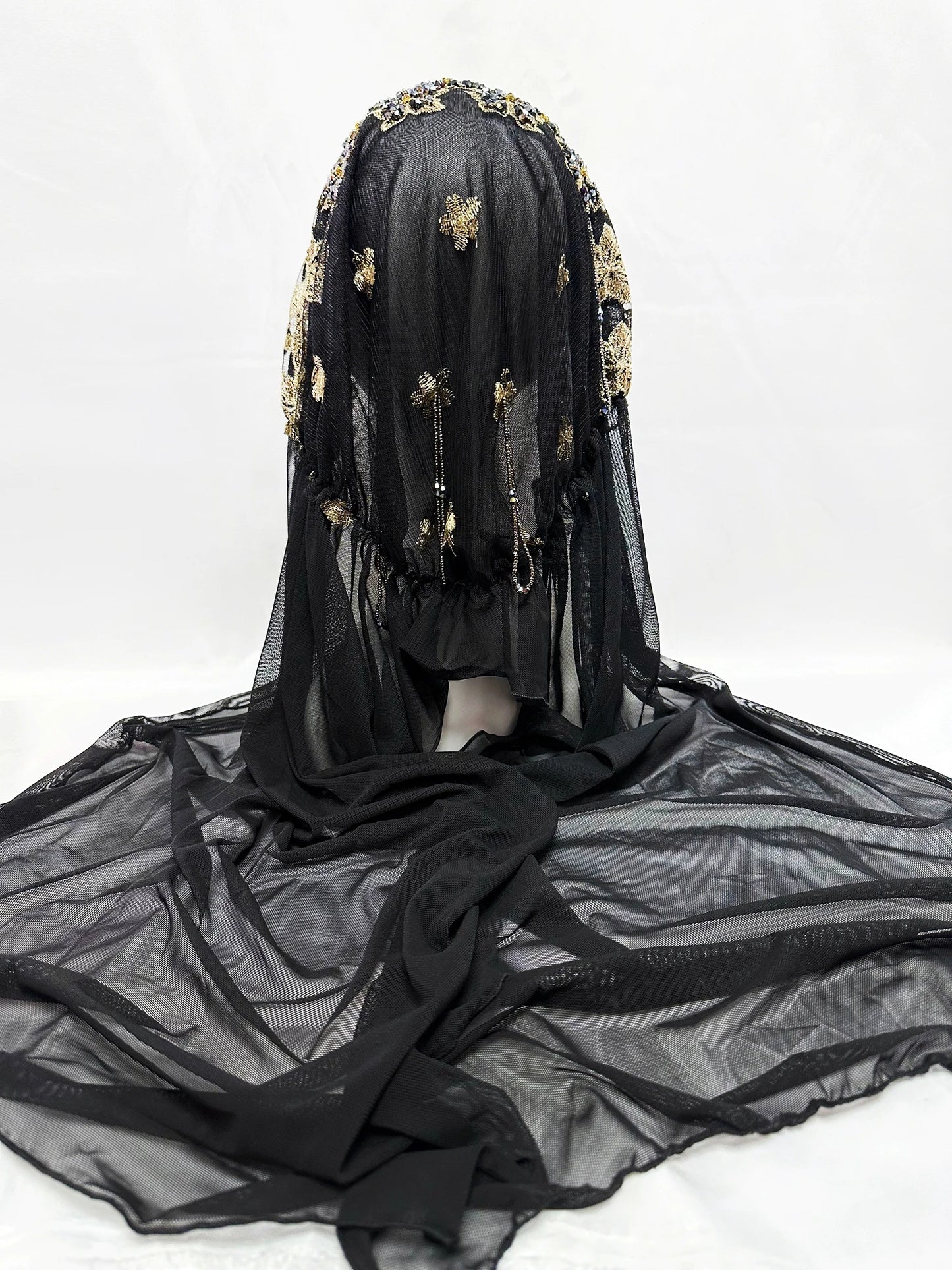Hot Selling Luxury Design Handmade Beads Muslim Women Shawl Islamic Headtie Saudi Arabia Hijab Prayer Headwear for Women