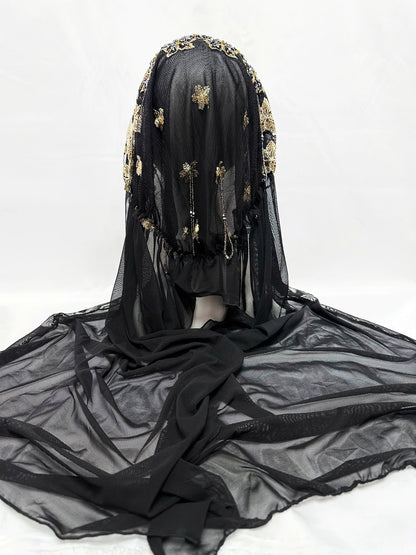 Hot Selling Luxury Design Handmade Beads Muslim Women Shawl Islamic Headtie Saudi Arabia Hijab Prayer Headwear for Women