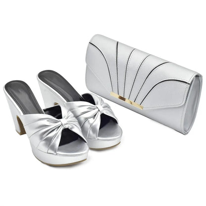 Italian Shoes and Bags Matching Set High Heels Women Wedges Shoes for Women Nigerian Party Women with Bag Set Plus Size Heels 42