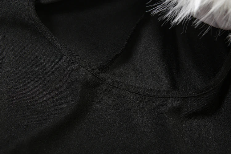 Weird Puss Furry Slash Neck Jumpsuits Woman Luxury Hipster Patchwork Trend Sexy Hollow Stretch Fitness Club Activity Overalls