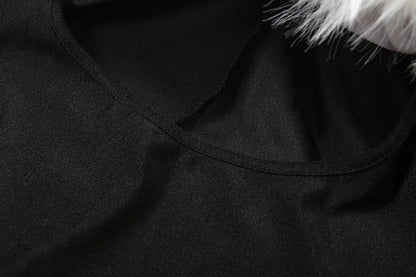 Weird Puss Furry Slash Neck Jumpsuits Woman Luxury Hipster Patchwork Trend Sexy Hollow Stretch Fitness Club Activity Overalls